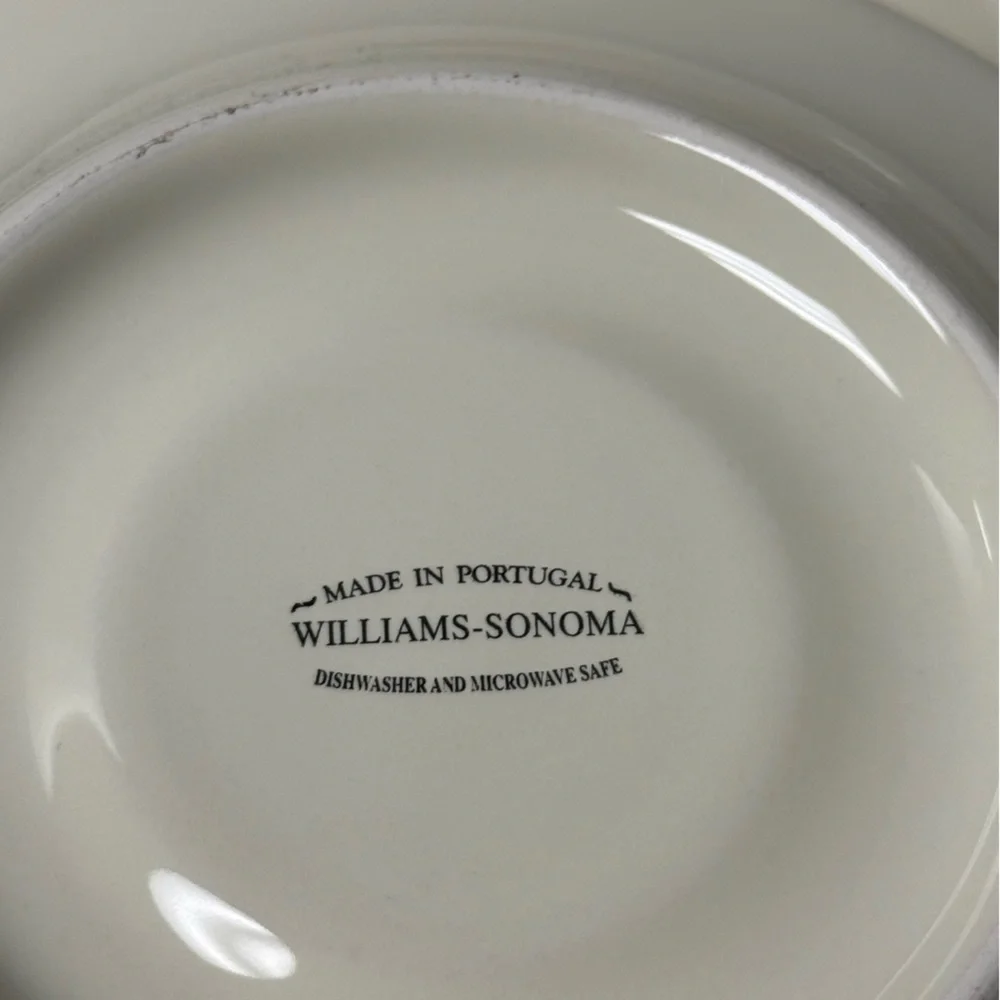 Williams Sonoma Belvedere Cream colored earthware flat cups and saucers